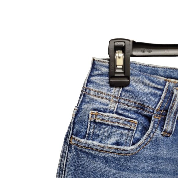 Flying Monkey Blue Boot Cut Jeans Frayed Raw Hem Cropped Ankle High Rise Size 26 - Picture 4 of 16